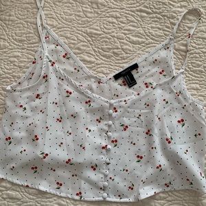 Cherry print crop top